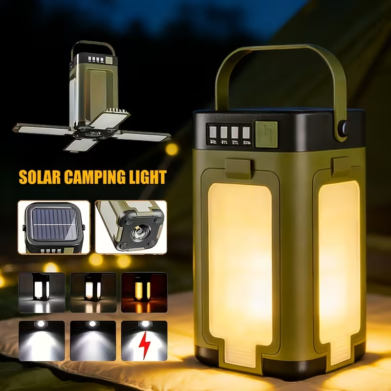 Outdoor Hunting Tent - ソーラー充電式キャンプライト。高出力スポットライト付きのCOB LEDテントランタン。キャンプ、ハイキング、狩猟に最適な携帯用アウトドアランプ。